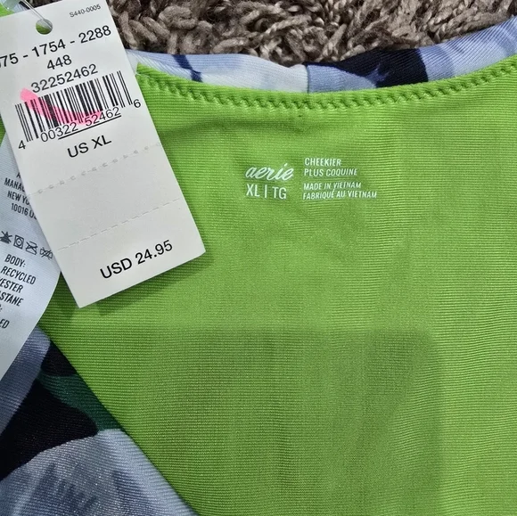 Aerie NWT Tropical Green High Cut Cheekier Bikini Swim Bottom Size XL - Picture 3 of 5
